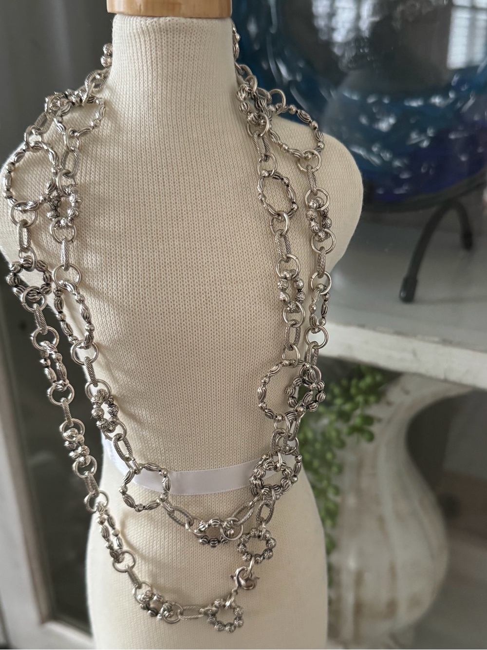 Silpada Silver Multi-Link Long Statement Necklace - Women Jewelry